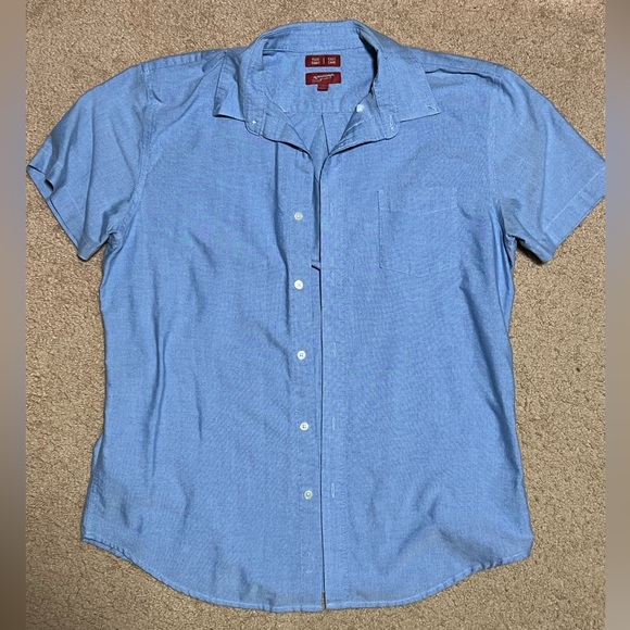 Men’s Large Blue Short Sleeve Button Up Shirt - Picture 1 of 3